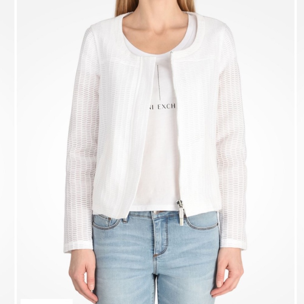 Armani Exchange textured collarless jacket
